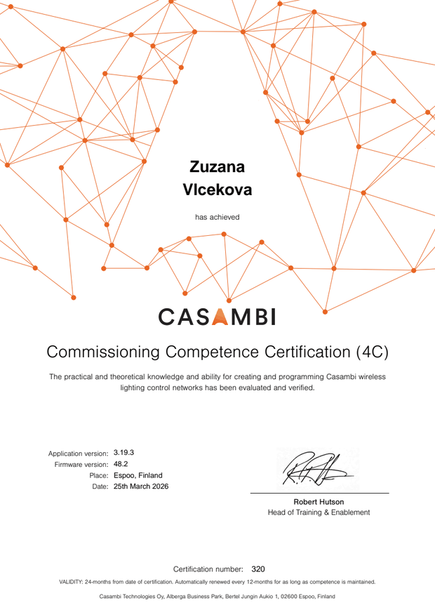 Zuzana Vlcekova — certificate