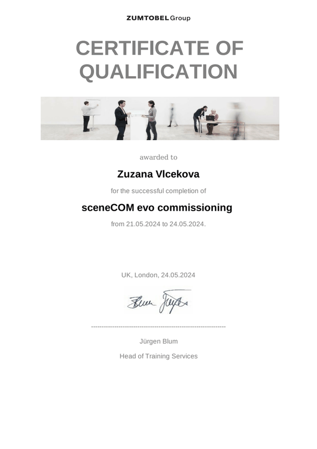 Zuzana Vlcekova — certificate